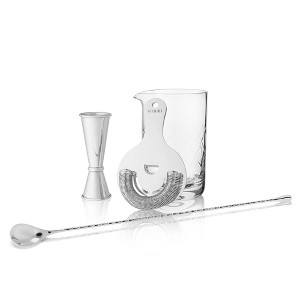 Viski Stainless Steel Bartender Set 4pcs Kit | Drink Mixers for Cocktails Gift Essentials: Mixing Glass, Hawthorne Strainer and Barspoon, Silver - 1 of 4