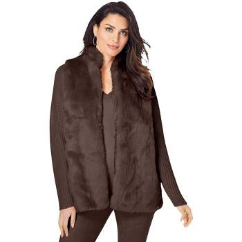 Roaman's Women's Plus Size Faux-Fur Cardigan