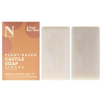 Dr. Natural Castile Bar Soap - Multipurpose Soap Bar with Anti-Acne Properties - For Face, Body and Hair - Sensitive Skin Body Wash - Almond - 2 pcs