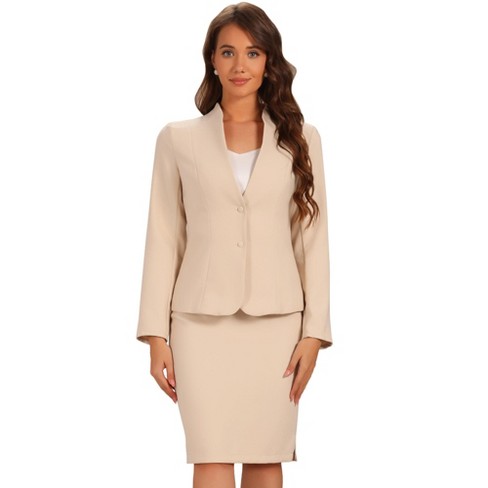 INSPIRE CHIC Women's Collarless Blazer and Formal Pencil Skirt Business Suit Set 2 Pcs - image 1 of 4