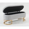 Airsurfer Oval Velvet Storage Bench with Metal Legs, Upholstered Lift-Top Ottoman Bench for Bedroom, Living Room, or Entryway - 2 of 4