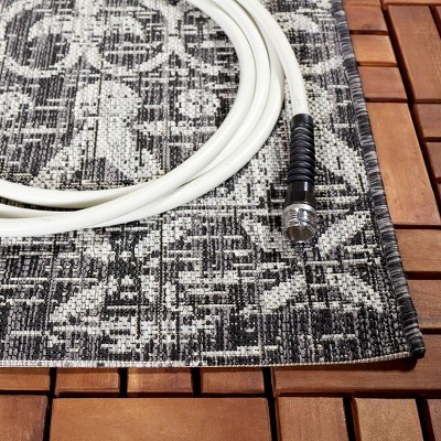 Black and Grey Geometric Indoor/Outdoor Area Rug