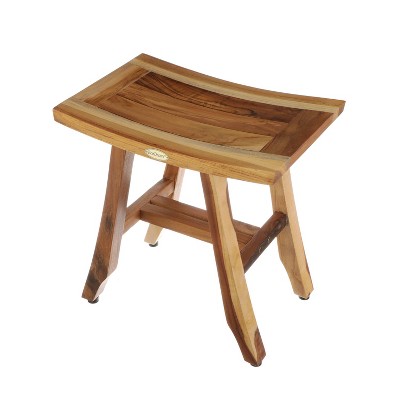 20" Teak Wood Adjustable Shower Bench with Safety Features