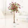 4/5/6ft Artificial Bougainvillea Tree with Wood Trunk&Pink Flowers,Fake Flower Tree with White Pot Faux Tree for Indoor/Outdoor - 2 of 4