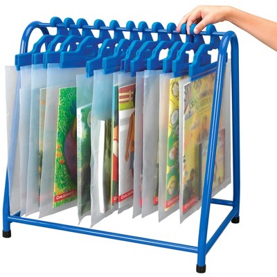 Metal Read-Along Book Rack, 18 x 12 x 18 Inches, Blue, Bags Not Included