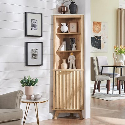 68" Tall Corner Cabinet, Modern Corner Storage Cabinet with Adjustable Shelves, Freestanding Organizer for Bathroom, Living Room