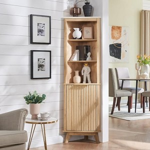 68" Tall Corner Cabinet, Modern Corner Storage Cabinet with Adjustable Shelves, Freestanding Organizer for Bathroom, Living Room - 1 of 4