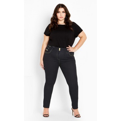 City Chic Plus Size Jean Harley SK S BLK in Black, Size 20 at  Women's  Jeans store
