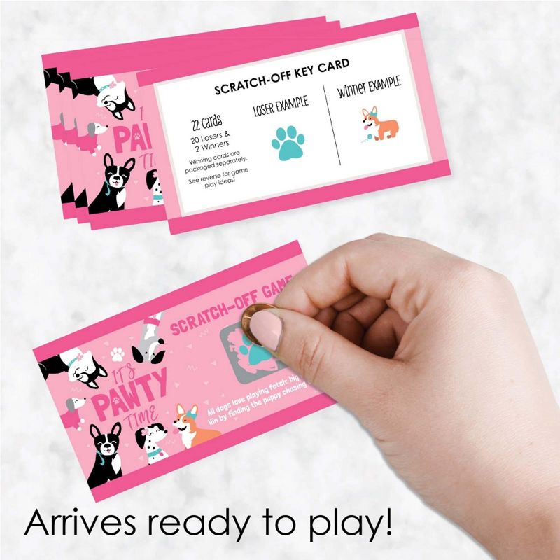 Big Dot of Happiness Pawty Like a Puppy Girl - Pink Dog Baby Shower or Birthday Party Game Scratch Off Cards - 22 Count, 2 of 7