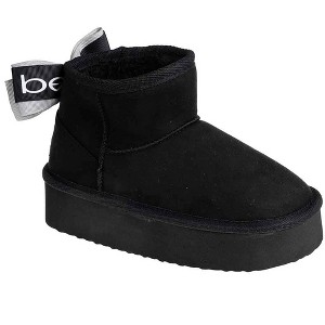 bebe Girl's Slanted Winter Boots with Bebe Bow, Cozy and Stylish Cold Weather Boots for Kids - 1 of 4