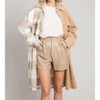 Women's Mixed Corduroy Plaid Long Shacket - ALLIE ROSE - 3 of 3