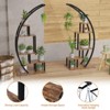 5-Tier Large Half Moon Plant Stand Ladder, Multi-Purpose Curved Flower Pot Display Shelf with Hanging Hooks for Indoor & Outdoor Use, Brown - 2 of 4