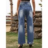 Women Loose Ripped Boyfriends Jeans High Waist Baggy Denim Pants Distressed Wide Leg Jeans - 4 of 4