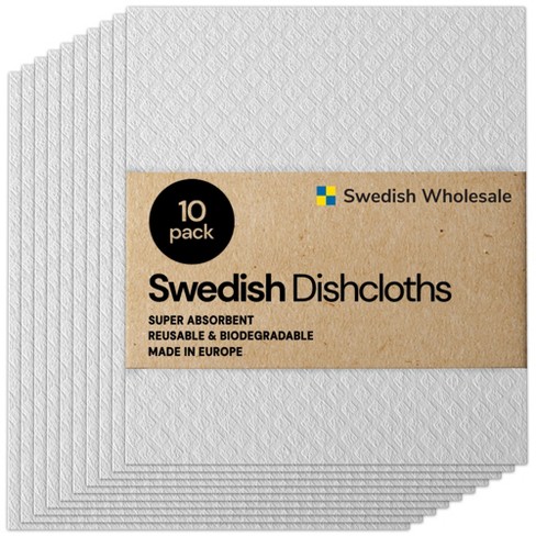 Swedish Wholesale Swedish Dish Cloths - 10 Pack Reusable, Absorbent Hand Towels for Kitchen, Counters & Washing Dishes - Cellulose Sponge Cloth - Eco