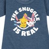 - Pokémon - The Snuggle Is Real Pikachu And Sylveon Graphic Short Sleeve Fleece Dress - 2 of 4