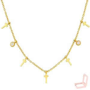 Gold-Tone Cross & Cubic Zirconia Dangle Necklace, Religious-Inspired Jewelry for Women, Daily & Special Occasions - 1 of 4