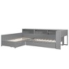 Merax Modern Twin Size L-Shaped Platform Bed with Trundle, Drawer & Built-in Storage Shelves - 4 of 4