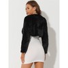 INSPIRE CHIC Women's Evening Bow Tie Front Turndown Collar Faux Fur Fluffy Cropped Coat - 4 of 4