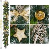 GAOMON 6 FT Pre-Lit Christmas Garland, Gold Lighted Xmas Garland with 20 LED Lights with Timer for Mantle Staircase Table, Winter Garland - 3 of 4