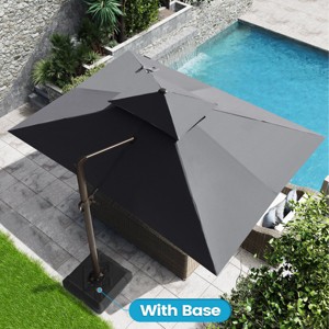 Crestlive Products 12.5' Patio Cantilever Umbrella with Base Double Top UV30+ High-strength Aluminum Pole with 360°Rotation 5 Heights Adjustable - 1 of 4
