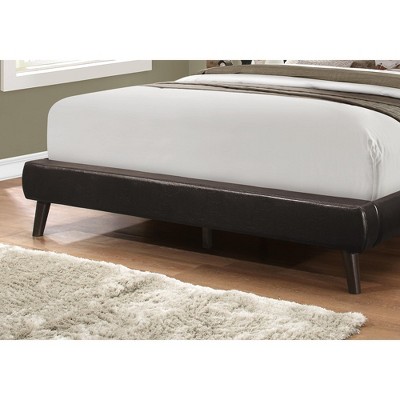 Contemporary Queen Upholstered Bed with Tufted Brown Leather Headboard