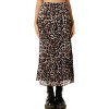 Floral Mesh Boho Midi Skirt - Women's High Waist A-Line Skirt with Lettuce Trim Leopard Dark Brown - 2 of 4