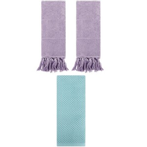 REGALWOVEN 3 Packs Cotton Soft Absorbent Tassels and Waffle Decorative Hand Towel - 1 of 4