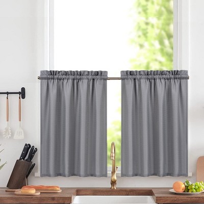 Waffle Weave Rod Pocket Short Kitchen Curtain