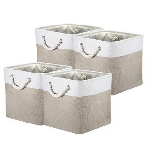 Unique Bargains Collapsible Fabric With Handles Organizing Storage Baskets 4 Pcs - 1 of 4