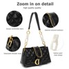 Shoulder Handbag for Women, Soft Quilted Clutch Purse Fashion Crossbody Bag With Pearl Chain Black - 4 of 4