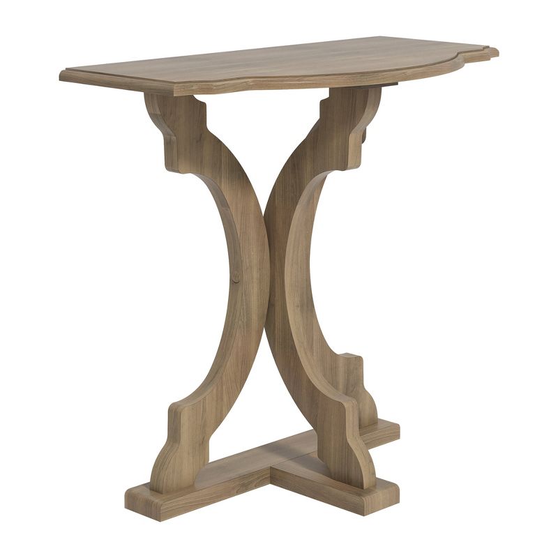Galano Doynton 23.6 in. W 22.8 in. H Half Moon Solid Wood Side Table in White and Oak, White, Oak, 4 of 15