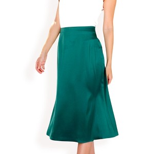 Anna-Kaci Women's Satin Midi Skirt With A-Line Silhouette And Elastic Waistband - 1 of 4