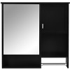 29'' x 28'' Modern Wall Mounted Bathroom Medicine Cabinet, Bathroom Wall Storage Cabinet with Mirror, Saver Cabinet with Towels Bar Black - 3 of 4