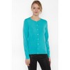 JENNIE LIU Women's 100% Cashmere Button Front Long Sleeve Crewneck Cardigan Sweater - 2 of 3