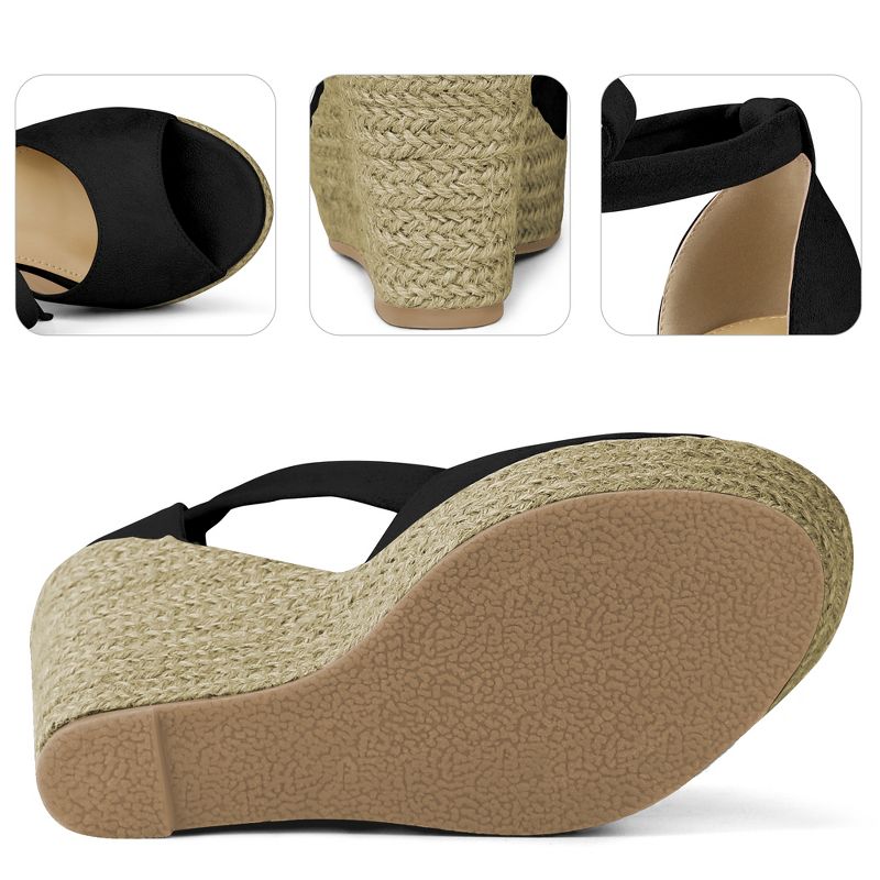 Perphy Women's Platform Espadrilles Open Toe Ankle Tie Wedges Sandals, 3 of 5
