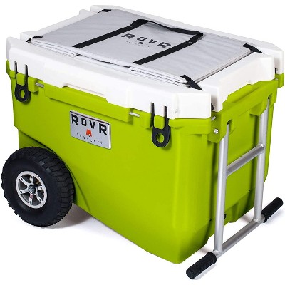  RovR RollR High Quality Portable Bear Proof Rolling Outside Insulated Icebox Cooler with Convenient Travel Wheels, 60 Quart, Moss Green 