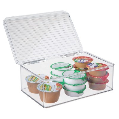 Clear Stackable Plastic Kitchen Organizer Bin with Lid