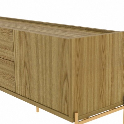 Oak and Gold Modern TV Stand with Storage for 70" TVs