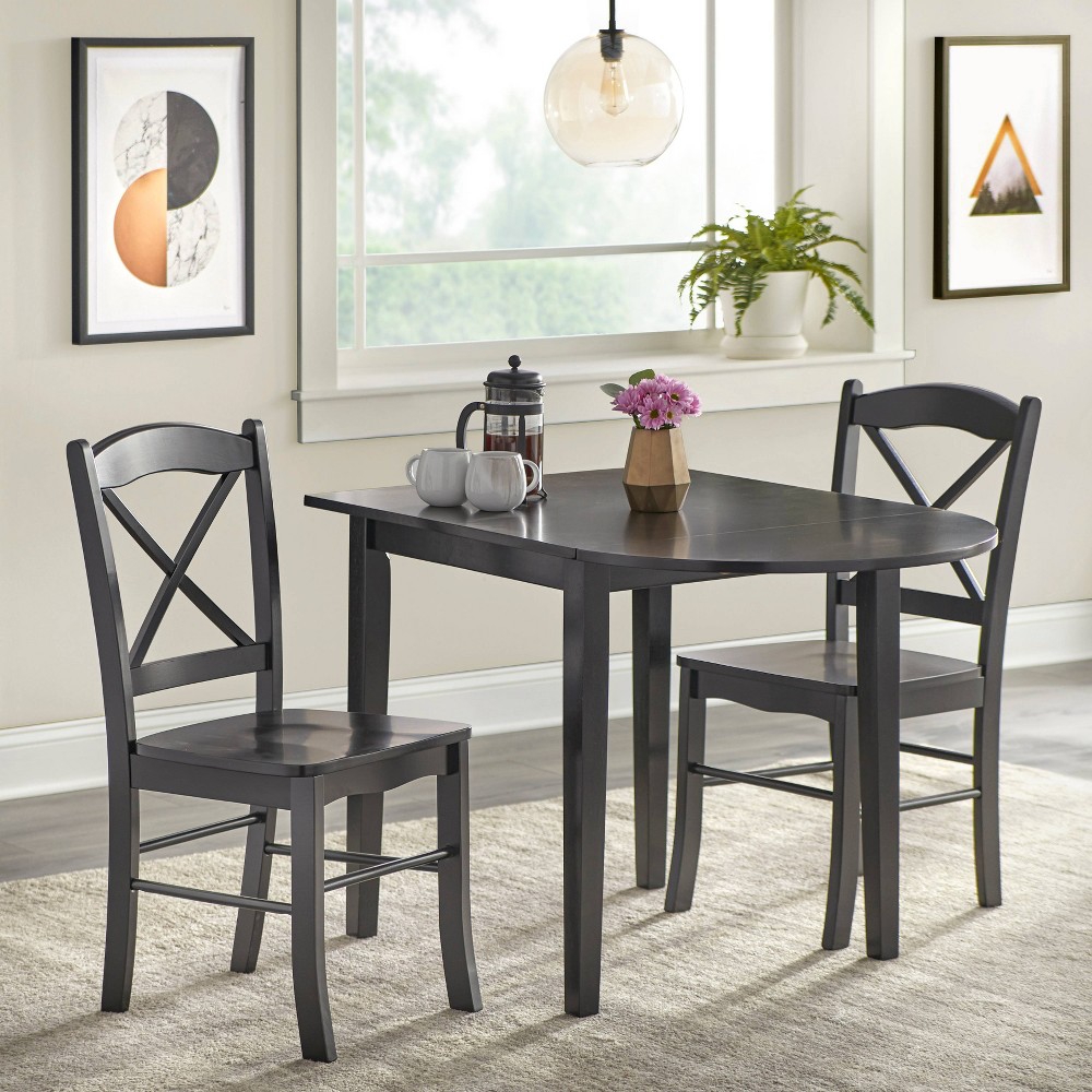 Photos - Dining Table Buylateral 3pc Tiffany Farmhouse Drop Leaf Dining Set Black