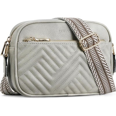 Quilted Crossbody Bags for Women Vegan Leather Purses Small Shoulder Handbags with Wide Strap