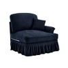 Vynxaria Modern Chenille Sofa Blue, W/1 Pillow, Detachable Ruffle Skirts (2 Styles), Multi-Module Configurable, Curved Petal Armrests - 2 of 4
