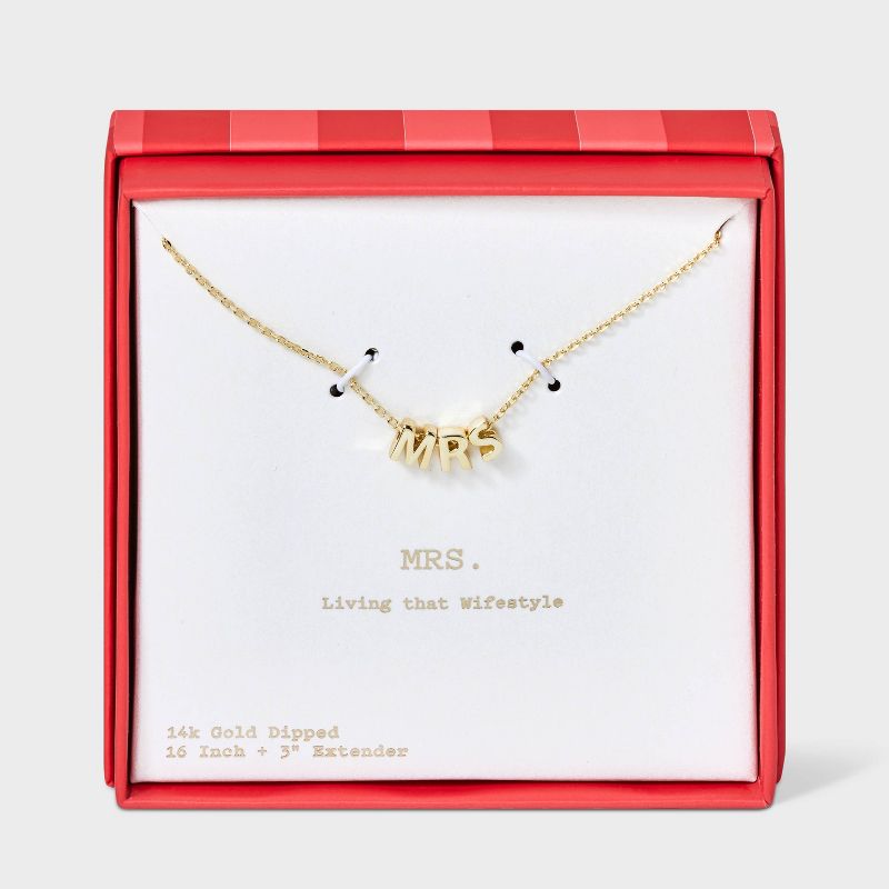 14k Gold Dipped &#34;MRS&#34; Slider Pendant Necklace - A New Day&#8482; Gold, 1 of 6