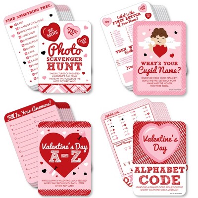 Big Dot of Happiness Conversation Hearts - 4 Valentine's Day Games - 10 Cards Each - Gamerific Bundle