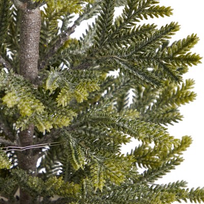 26" Warm White Prelit Pine Artificial Christmas Tree in Rustic Planter