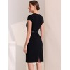 Allegra K Women's Vintage Cap Sleeve Belted Square Neck Sheath Dress - 4 of 4