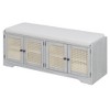 CLIHOME Rustic Storage Bench Multifunctional Wood Entryway Shoe Bench with Removable Cushion - 3 of 4