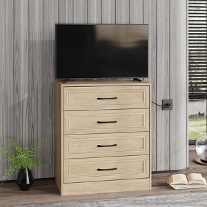 Dresser for Bedroom, 4 Drawer Small Dresser with Charging Station for Living Room, Chest of Drawers - 1 of 4