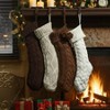 4 Pack Knit Stockings 18 Inch Farmhouse Large Rustic Neutral Knitted Stockings Ornaments Hanging Xmas Decorations - 4 of 4