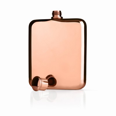 Copper Plated Stainless Steel Pocket Flask with Screw Top, 6 Ounces
