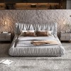 King Size Upholstered Platform Bed with Removable Cushion and Solid Wood Frame - 3 of 4